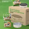 Fogão Zibo para Preparar Chá e Aquecer, Fogão para Churrasco para Acampamento ao Ar Livre, Grelha e Chapa Redonda Multifuncional Sem Fumaça para Uso Doméstico