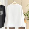 Grasa mm Otoño Nuevo Sencillo Estampado Letra Pequeña Camiseta de Manga Larga 100kg Talla Grande Mujer Casual Top Básico 4778