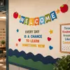 Banner de regreso a clases, primer día de clases, decoración de bienvenida para aula de kínder, oficina, fiesta escolar
