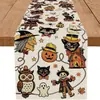 Camino de mesa de Halloween Transfronterizo con Estampados de Calabaza, Fantasma y Calavera, Mantel Largo para Decoración de Fiesta Festiva, Cubre Mesa