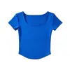 Camiseta de manga curta lisa estilo europeu e americano com gola U de camada dupla feminina nova slim fit pullover top ins