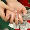 Uñas Portátiles de Navidad Copo de Nieve Amor Brillo Manicura Uñas Postizas Cortas Almendra Mariposa Uñas Largas Europeas y Americanas Venta al por Mayor