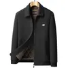 Jaqueta Masculina Nova Outono/Inverno 2026 Casual de Negócios Gola Lapela Moda Versátil Acolchoada Espessa Lã Casaco