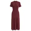 Vestido Largo de Punto Acanalado Hueco para Mujer Verano 2026, Moda Transfronteriza Europea y Americana para Mujer, Ajustado, Cuello Redondo, Manga Corta