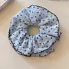 Pañuelo Cuadrado Azul Floral Estilo Coreano para Atar el Cabello para Mujeres, Coletero de Alta Gama, Cuerda Dulce y Linda para el Cabello, Accesorio para el Cabello