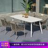 Juego de Mesa y Sillas para Exterior, Mesa y Sillas de Comedor de Rattan para Patio de Villa de Ocio, Juego de Tres Piezas de Silla de Rattan Nórdica para Balcón, Muebles Simples