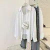 Cross2026 Camisa Casual de Color Sólido Nueva para Primavera y Otoño Camisa de Algodón y Lino Elegante de Manga Larga con Botones para Mujer Europea y Americana