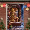 Fondo de cubierta de ventana navideña Escena de ventana de Papá Noel Tela colgante Decoración de fiesta navideña Fondo Pancarta Arreglo de escena navideña