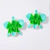 Brincos de Stud Florais Frescos Coloridos com Gota de Óleo Pintada à Mão Estilo Boêmio Exagerado Personalidade Versátil para Férias