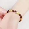 Pulsera Exquisita para Pareja de Pixiu Chapado en Oro de Aleación Transfronterizo con Ágata Verde y Roja, Pulsera de Imitación Oro para Hombre y Mujer al por Mayor