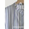 Camiseta de manga corta con textura retráctil de sal y cinta de rayas azules de verano nueva de verano