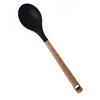 Utensílios de Cozinha de Silicone com Cabo de Madeira 9 Peças Espátula de Cozinha Colher de Sopa Colher de Arroz Conjunto de Silicone para Cozinha