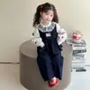 Conjunto de Denim para Niñas Primavera y Otoño 2026 Nuevo Elegante Versión Coreana Conjunto de Tres Piezas de Pantalones Rectos de Primavera para Niños