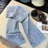 Jeans de mezclilla estilo hot girl americana 2026, resistentes, con estrella de cinco puntas de pedrería y brillo, pantalones rectos delgados de verano para mujer
