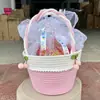 Bolsa Arco-Íris Presente de Acompanhamento Festa do Mês do Bebê Presente de Retorno Caixa de Presente Cesta para Arranjo de Flores Tecida à Mão de Mão