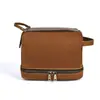 Bolsa de Lavar Portátil Masculina Bolsa de Maquiagem Simples Bolsa de Armazenamento Diário para Viagens de Negócios e Viagens Compartimento Impermeável de Camada Dupla Grande Capacidade