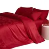 Juego Festivo Rojo de Lujo Ligero para Boda de Cuatro Piezas de Ropa de Cama para Boda, Algodón Lavado, Tacto de Alta Gama, Juego de Funda de Edredón de Nuevo Estilo, Tres Piezas