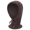 Bufanda Sombrero de Punto Integrado Otoño Invierno para Mujer Cordón Rayas Caliente Cubreorejas Gorro de Lana Bufanda Doble Uso