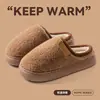 Chinelos de Algodão Mary Jane com Salto para Mulheres 2026 Novo Outono/Inverno Internos Casa Quente Veludo Plus Antiderrapante Pós-parto Sapatos Peludos