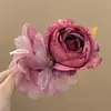 Pinza para el pelo rosa estilo 'Puro Deseo' de Primavera y Verano, Pinza grande tipo Hada del Bosque para peinar el lateral.