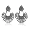 Pendientes Étnicos Bohemianos Europeos y Americanos Estilo Vintage Aleación Forma de Abanico Flor Tallada Campana Borla Colgante para Mujer