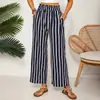 Pantalones Anchos de Rayas 2026 para Mujer, Pantalones Casuales Sueltos, Nuevo Estilo de Verano, Pantalones Largos Rectos Sueltos de Cintura Alta