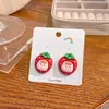 Aretes Divertidos de Chica Versión Q Fruta Antropomórfica Caricatura Linda Verano Durazno Vaca Flor Aguja de Plata Venta al por Mayor