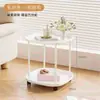 Mesa de Centro Dupla Camada Mini Móvel para Uso Lateral de Sofá, Mesa Pequena Minimalista, Prateleira Pequena de Armazenamento de Cabeceira para Quarto e Varanda
