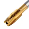 Macho de roscar con punta de cobalto, de acero de alta velocidad, chapado en titanio, métrico, de dientes gruesos, para taladro eléctrico manual, juego de roscado de alambre, macho de roscar para máquina de ranura recta, venta al por mayor