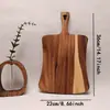 Tabla de cortar de madera de acacia transfronteriza con asa para cocina casera, tabla para picar, tabla de cortar de madera maciza portátil para acampar