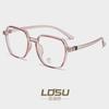 Montura de gafas poligonales retro para mujer, montura de gafas ópticas rojas de red, gafas de miopía para hombre, gafas lisas de moda con protección contra la luz azul.