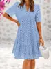 Vestido de Verão Feminino 2026, Vestido de Praia Bordado de Algodão Puro com Decote V Francês, Deslumbrante Vestido para Férias na Beira-Mar
