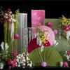 Nuevos Adornos de Apoyos para Boda Abanico Semicircular Plegable Nicho Decoración de Bienvenida para Boda Arreglo de Escenario Estilo Nanyang