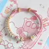 Pulsera de Flor de Lirio del Valle, Pulsera Trenzada Hecha a Mano de Margarita y Flor de Cerezo para Mujer, Estilo Xiaohongshu, Se Puede Usar con Cuentas de Transferencia Doradas, Hilo Rojo para Hombre