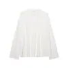 Atacado de Roupas Femininas Transfronteiriças Estilo Europeu e Americano Verão Nova Moda Versátil Simples Cor Sólida Fivela de Nó de Corda Camisa Top Solto