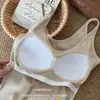 Ropa interior de algodón acanalado con estampado de leopardo estilo coreano, cuello en U, espalda hermosa con almohadillas en el pecho, ajuste ceñido, prenda interior, prenda exterior, camisola, chaleco, mujer