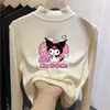 Camiseta básica de manga comprida nova para crianças outono e inverno 2026, estilosa para primavera e outono, gola semimangalha estilo coreano para meninas pequenas
