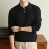 Suéter de punto grueso con media cremallera estilo Old Money para hombres de mediana edad, Casual de negocios, Color liso, Engrosado, Nueva prenda base cálida Otoño-Invierno