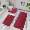 Explosiones Transfronterizas TEMU Juego de Baño Acolchado de Tres Piezas Alfombra Antideslizante Absorbente de Agua para Inodoro Alfombra de Coral