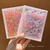 Elástico Colorido Descartável para Mulheres, Espessado, Faixa de Cabelo Infantil, Corda de Cabelo, Elástico de Alta Elasticidade e Durabilidade, Estojo de Couro