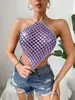 Venda Imperdível Transfronteiriça Verão Europeu e Americano Sexy Patchwork Tomara que Caia com Amarração no Pescoço Top Hot Girl Camisola Y20893