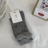 Meias de Cano Médio Confortáveis para Mulheres, Xadrez Cinza, Boca de Bolha, Básicas, Versáteis, para Outono