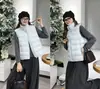 Chaleco acanalado de algodón ligero con grafeno para mujer, nuevo estilo invierno 2026, negro, adelgazante, cuello alto, prenda exterior cálida