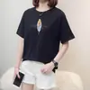 Ropa para Mujer Talla Grande 200 Jin Camiseta de Manga Corta para Mujer Verano Holgada para Gorditas MM Elegante Adelgazante Versátil Top de Media Manga Tendencia ins