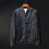 AliExpress Amazon Outono e Inverno Novo Jaqueta de Couro Masculina Gola Lisa Ajuste Slim Coreano Jaqueta de Couro PU para Motociclista