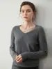 O Segredo para Emagrecer em Looks Totalmente de Caxemira para o Trabalho~ Camada Base Versátil Regular com Decote V de Caxemira de Cabra Feminina, Novo para Outono e Inverno 2025
