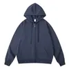 Sudadera tipo cárdigan con capucha y cremallera, peso pesado, para primavera y otoño, color liso, versátil, corte holgado, top unisex, manga larga, al por mayor