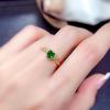 Joyería de color tesoro al por mayor directo de fábrica plata 925 con incrustaciones de diópsido natural anillo en forma de corazón piedra principal 5*5mm