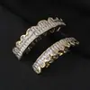 Ortodoncia Hip-Hop Chapada en Oro Transfronteriza con Adornos Dentales de Diamante de Doble Capa, Decoraciones Dentales Completas de Circonita Cúbica, Accesorios de Halloween Unisex al por Mayor