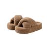 Zapatos Peludos de Suela Gruesa de 5 cm para Mujer, Pantuflas Cruzadas Antideslizantes de Moda, Pantuflas Peludas para Uso en Casa en Invierno, Pantuflas de Algodón para el Hogar